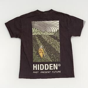 Hidden NY Graphic T-Shirt Brown Tan Landscape Print Medium 20x26 Streetwear